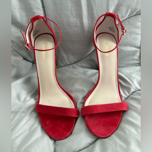 Express Red Women's Ankle Strap Heels - Picture 1 of 4
